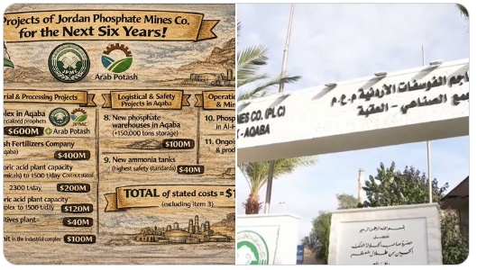 توسع غير مسبوق.. الفوسفات تطلق خارطة استثمارية للسنوات الست المقبلة ومشاريع كبرى في العقبة ومناطق التعدين